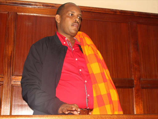 Laikipia North MP Mathew Lempurkel at the Milimani law court on Friday,May 26 during a hearing in a case where he is charged with attacking a female MP.The case was adjourned to June 19. PHOTO/COLLINS KWEYU