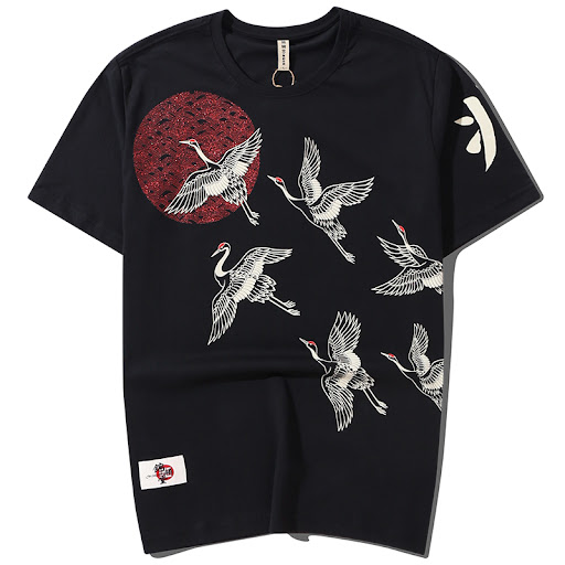 Title 4, Ethnic Wind Crane Short Sleeve shirt for men. U...