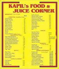 Kapil's Food and Juice Corner NB menu 3