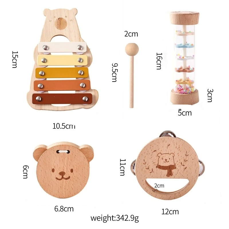 Wooden Orff Instrument Set for Young Children. Encourage early music learning, develop rhythm and creativity. Safe, enga