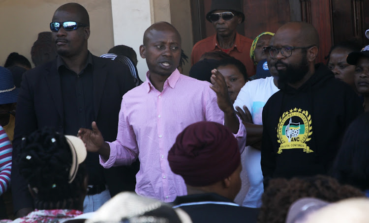 HEATED DEBATE: Andile Lungisa addresses SMMEs at the Port Elizabeth City Hall, after they demanded payment from the metro