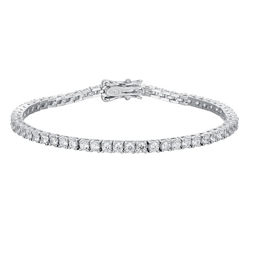 Title 2, Simple Sterling Silver Bracelet Full of Diamond...