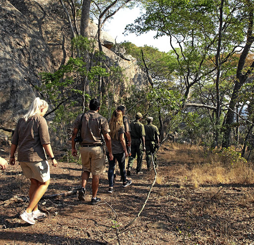 Trainee rangers on the Pathfinders Africa programme explore part of the Bubiana Conservancy in Zimbabwe.