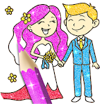 Cover Image of Télécharger Glitter Bride and Groom Coloring Pages For Kids 1.0 APK