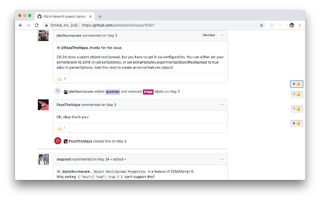 Github issues scroll jump chrome extension