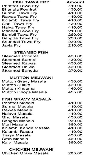 Hodi Sea Food Restuarant menu 