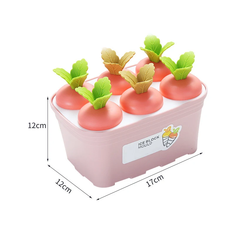 Molde de sorvete infantil criativo e fofo, desenho animado, 6 células, destacável, para casa no verão. Personalizável.