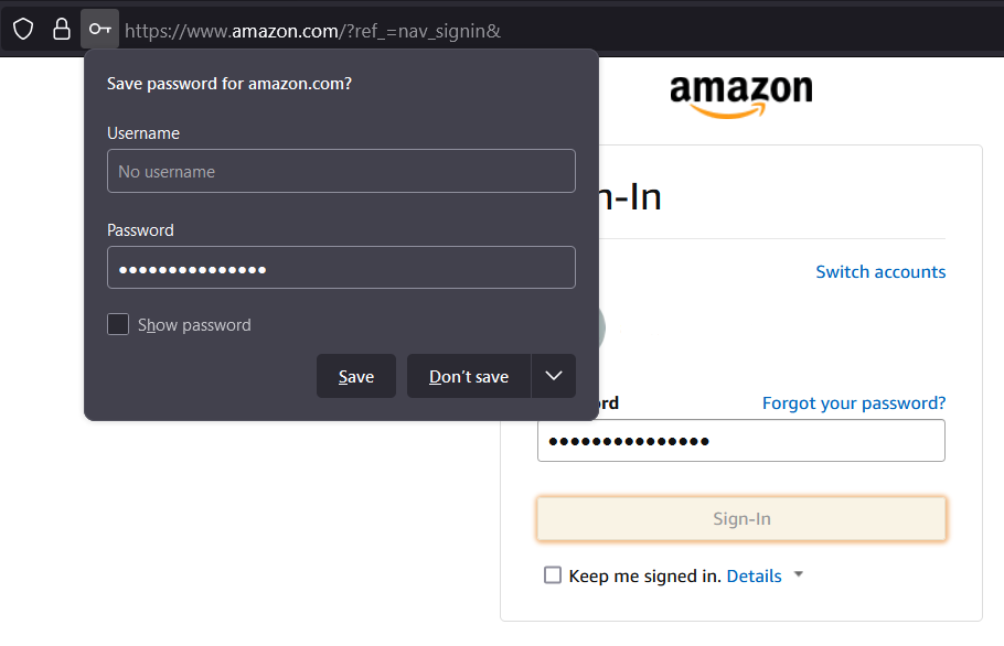 Saving your password / Signing in automatically