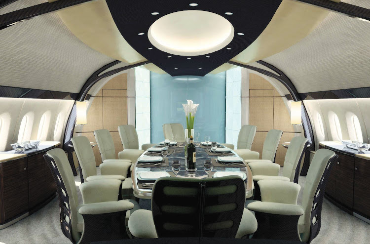 Boeing Business Jet 787 dining room.