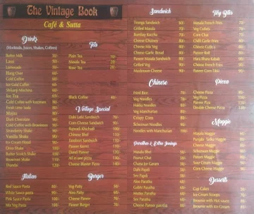The Vintage Book Cafe menu 