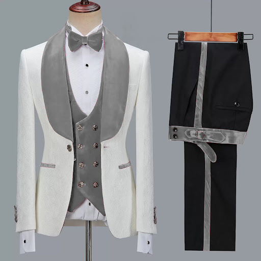 Title 1, Mens Fashion Casual Jacquard Suit Three Piece ...