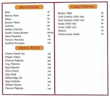 Hotel Sandesh menu 