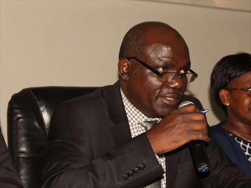 IEBC Chairman Wafula Chebukati at Milimani law courts during the hearing of disputes that arose from party primaries, June 6, 2017. /COLLINS KWEYU