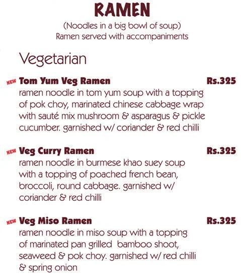 Yo! China menu 