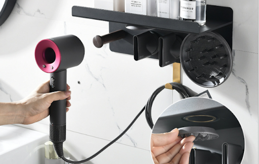 Title 4, Punch-free Hair Dryer Bracket, Double Wall Rack...