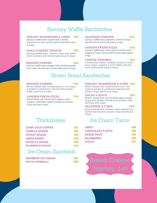 The Waffle Cottage menu 