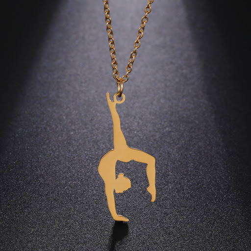 Title 2, Gymnastics Shape Pendant Stainless Steel Neckla...