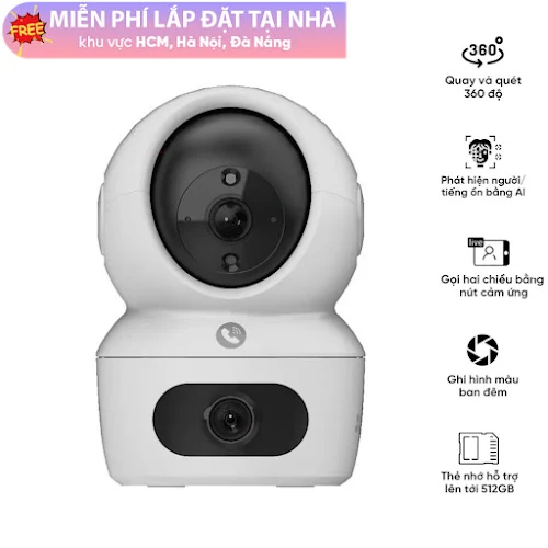 Thiết bị quan sát/Camera kép quay/quét trong nhà EZVIZ CS-H7C 2K+ (AI, 4MPx2, Color, LAN, WIFI kép, nút gọi khẩn cấp)