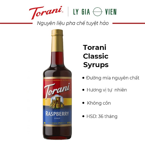 Siro Pha Chế Vị Phúc Bồn Tử Torani Classic Raspberry Syrup 750Ml Mỹ