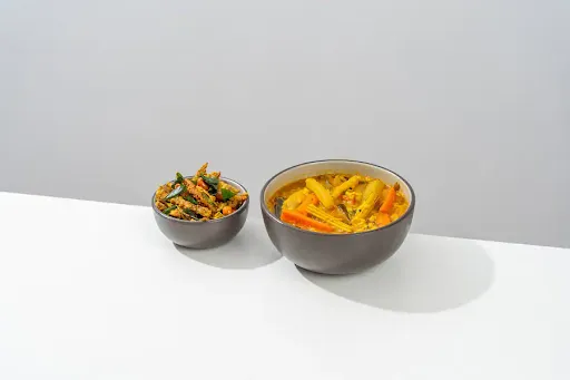 Sambar Annam With Dondakaya Vepudu ( Sambar Rice Bowl With Tindly Fry)