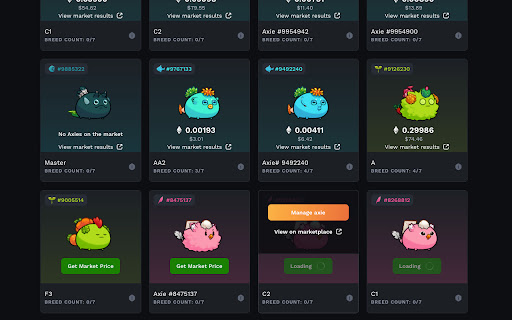 Axie Price Extension