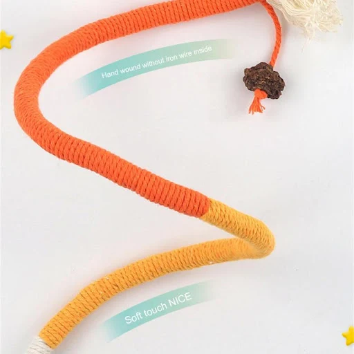 1PC Cat String Toy Interactive Cat Scratcher Cotton Rope Toy Bite-resistant Chewing Teething Cat Toy Pet Teaser Wand Str