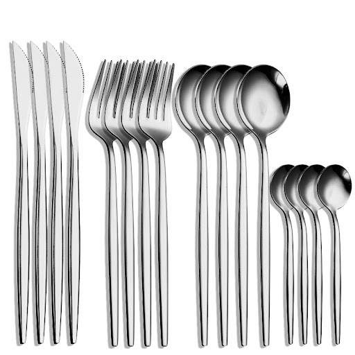 Title 8, Stainless Steel Western Tableware Fork Set 16 P...