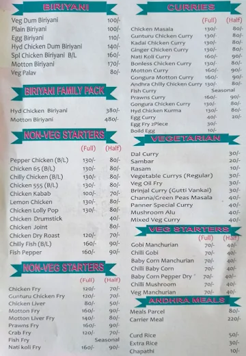 Curries & Chillies menu 