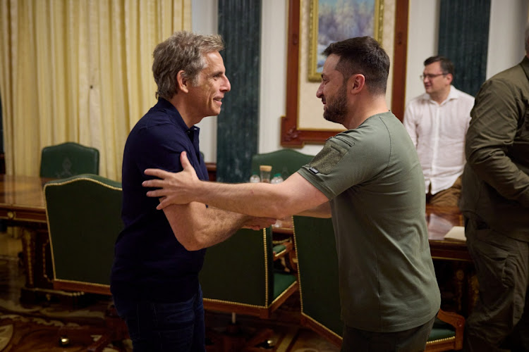 Hollywood actor and goodwill ambassador for the UN Refugee Agency Ben Stiller meets Ukraine's President Volodymyr Zelensky.