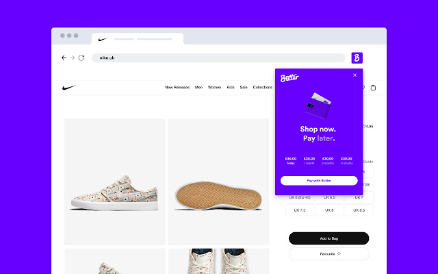 Butter | Pay later shopping chrome extension