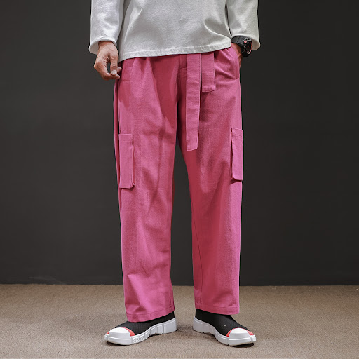 Title 7, Straight mid-waist lace-up cargo pants offer ve...