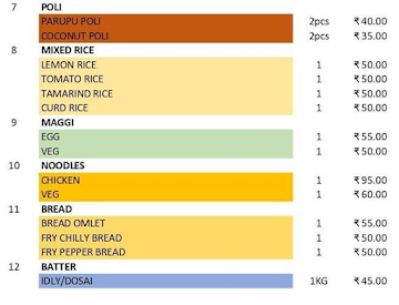 Budget Foods menu 