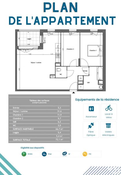 Vente appartement 3 pièces 66 m² à Tours (37000), 245 000 €