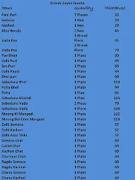 Indore Zayka Snacks menu 2