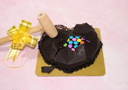 Chocolate Pinata Heart Cake [eggless]