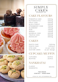 Simply Cakes menu 1