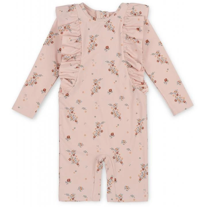 Meisjes zwemoutfit met lange mouwen en SPF, split bandjes, ideaal voor zwemmen en spelen in de zon.