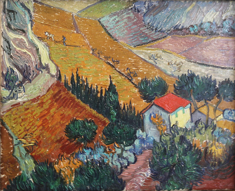  Vincent van Gogh, “Landscape With House and Ploughman,” 1889, oil on canvas, at the Hermitage at St. Petersburg, Russia. 