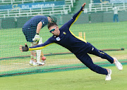  Keshav Maharaj of the Proteas during the South African national mens cricket team training session at Bidvest Wanderers Stadium on January 22, 2018 in Johannesburg.