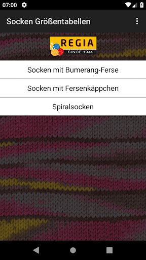 Screenshot Socken Größentabellen