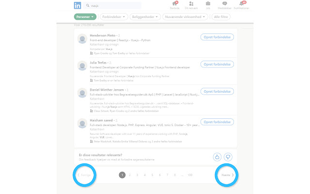 LinkedIn, Next and Previous shortcuts chrome extension