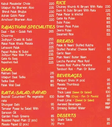 Udaipuri menu 