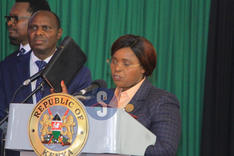 Tourism CS Peninah Malonza taking her oath of office on October 27,2022