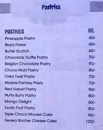 Sethi's Avon The Cake Shop menu 