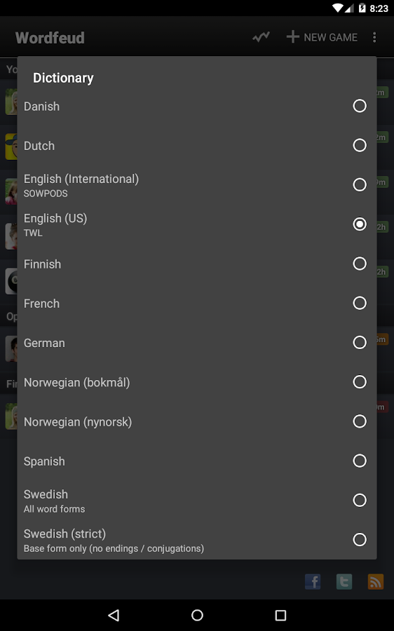    Wordfeud- screenshot  