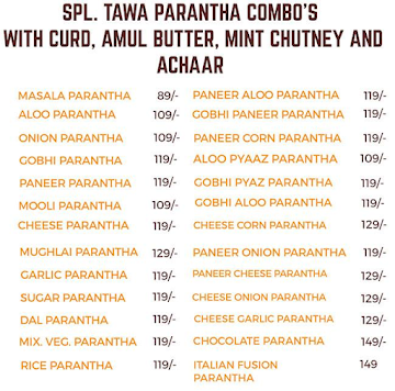 Paratha Paradise menu 