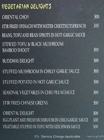 Oriental Blossom - Hotel Radha Regent menu 