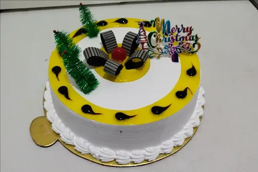 Eggless Pineapple Christmas Celebration Cake