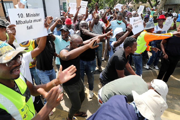 Uber and Bolt taxi drivers during their three-day national strike demanding regulation of their industry. The strike was held in Pretoria CBD.