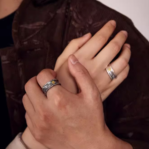 Title 2, Couple Ring Set in 999 Silver for Men and Women...